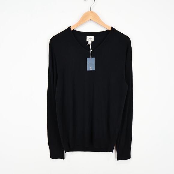J.Crew Men's Merino Wool V Neck Sweater Black Size Small NWT - Picture 2 of 8